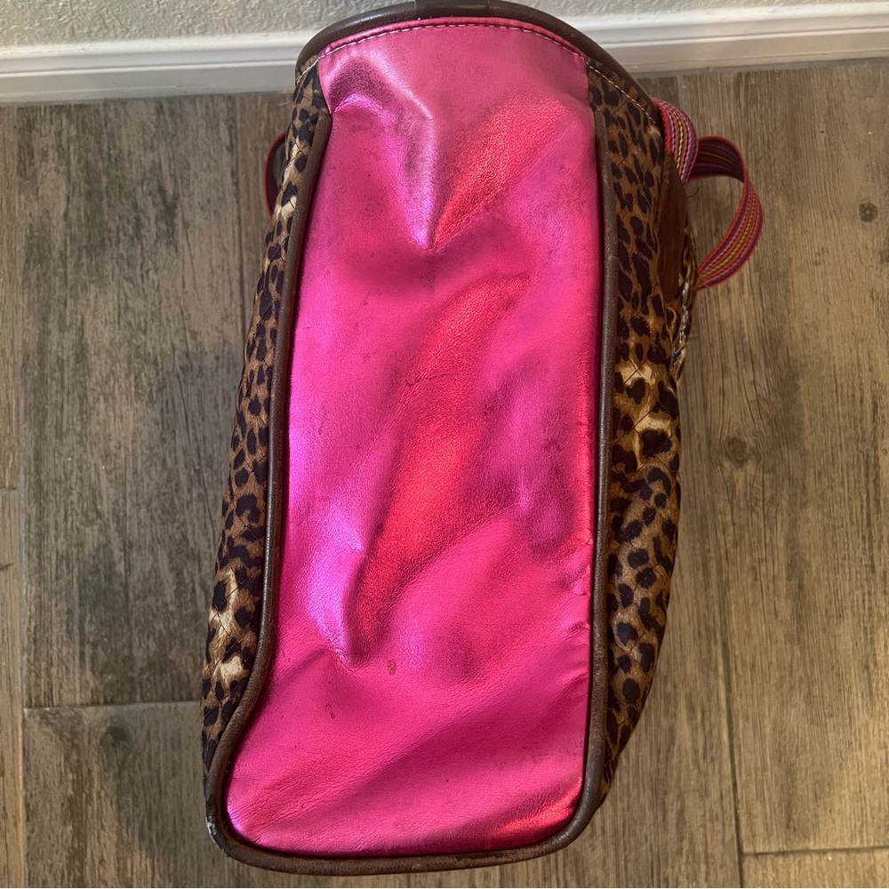 Consuela Leopard Print Tote with Pink Metallic Sides - Picture 11 of 16